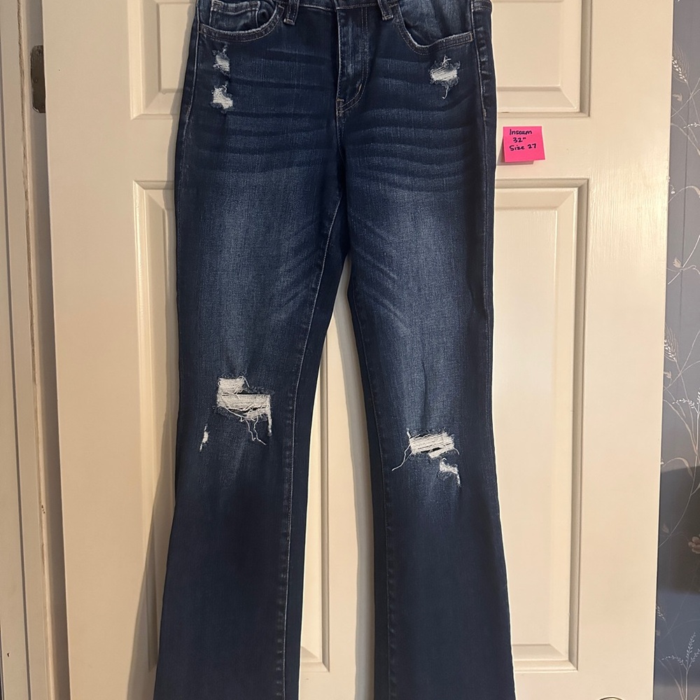 VERVET BY FLYING MONKEY Blue Boot Cut Distressed Jeans Size 27